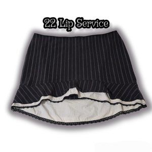 vintage lip service pinstripe ruffle lace skirt black white plus 22
